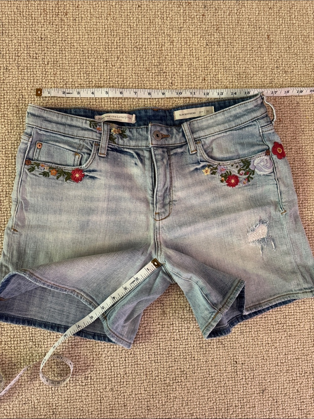 Pilcro and the Letterpress Light Blue Embroidered Denim Shorts - Picture 4 of 4
